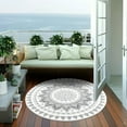 thumbnail image 4 of MJIAexp 5.3ft Mandala Boho Round Rug Circle Rug Non-Slip Machine Washable Area Rug Soft Bedroom Rug Throw Rug Vintage Carpet for Living Room Kitchen Dorm Coffee Table White, 4 of 8