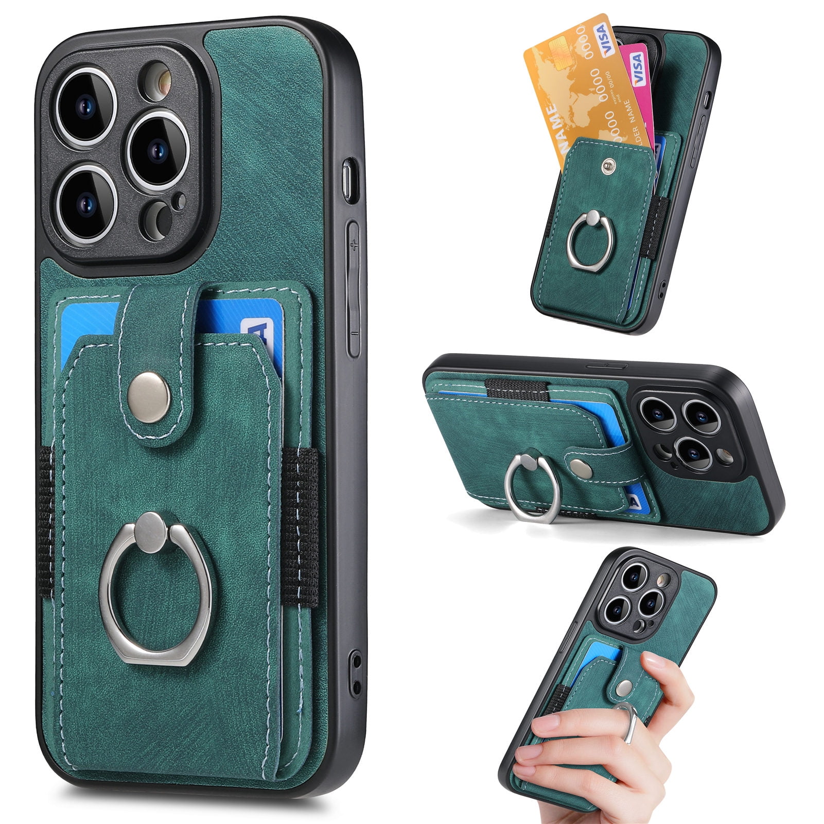 Mantto for iPhone 14 Pro Case Wallet Leather Case with Finger Ring Holder  Kickstand 2 Card Slots Credit Card Cash Holder Shockproof Protective Cover  Designed for iPhone 14 Pro, Blue 