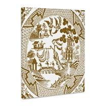 3dRose, Willow Pattern Detail in Brown and White, Museum Grade Canvas Wrap 11x14