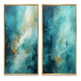 thumbnail image 2 of Designart "Turquoise Calm II" Abstract Landscapes Framed Wall Art Set Of 2 - Teal Landscapes Gallery Wall Frame Set For Home Decor, 2 of 6