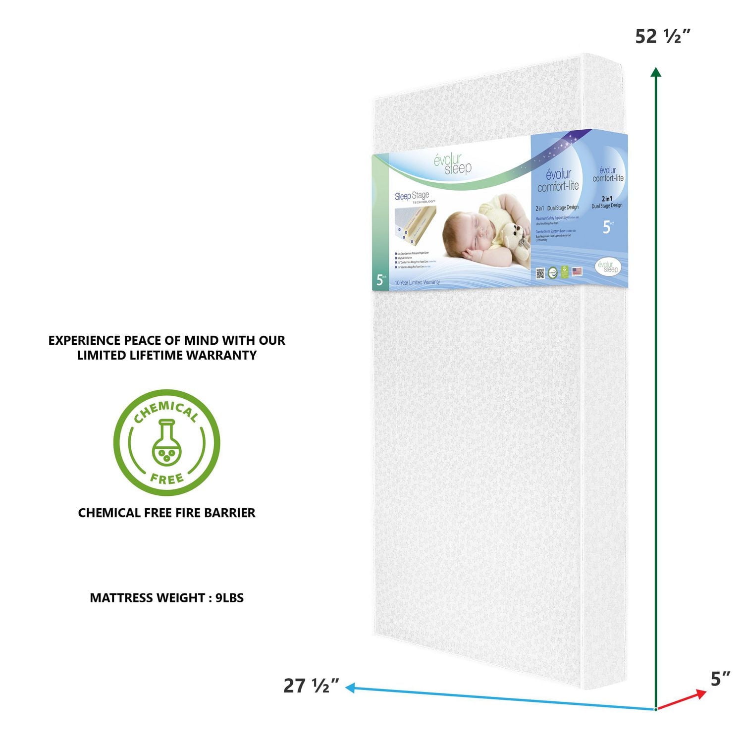 Evolur Breathable Crib and Toddler Bed Mattress