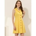 thumbnail image 3 of INSPIRE CHIC Robe Chemise Sans Manches Décontractée à Col en V Ceinturée Jaune TG, 3 of 5