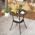 thumbnail image 2 of JFTER 25.5" Wicker Patio Dining Table, Outdoor Round Bistro Side Table with Tempered Glass Top and Storage Shelf, for Balcony, Garden and Backyard, 2 of 9