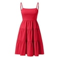 thumbnail image 3 of outfmvch red dress mini dress casual boho sleeveless spaghetti strap flowy tiered short beach sun dresses womens dresses fall dresses, 3 of 7