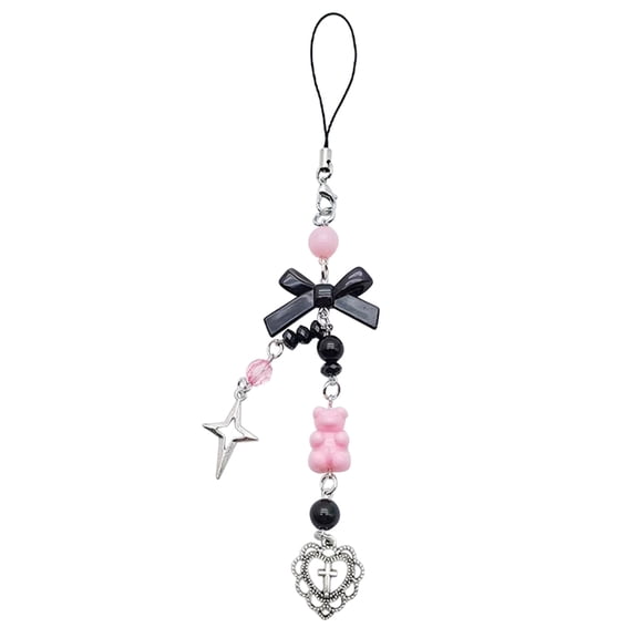 Goth Y2K Phone Charm Pendant Kawaii-Key Chain For Bag Cute Accessory Women Guitar Strap Lanyard Beaded Keychain Pendant