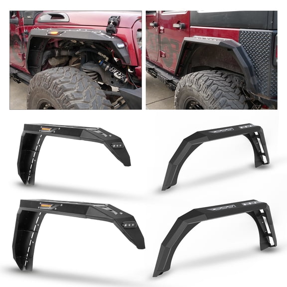 Steel Automotive Rear Fender Flares Fit for 2007-2018 Jeep Wrangler JK