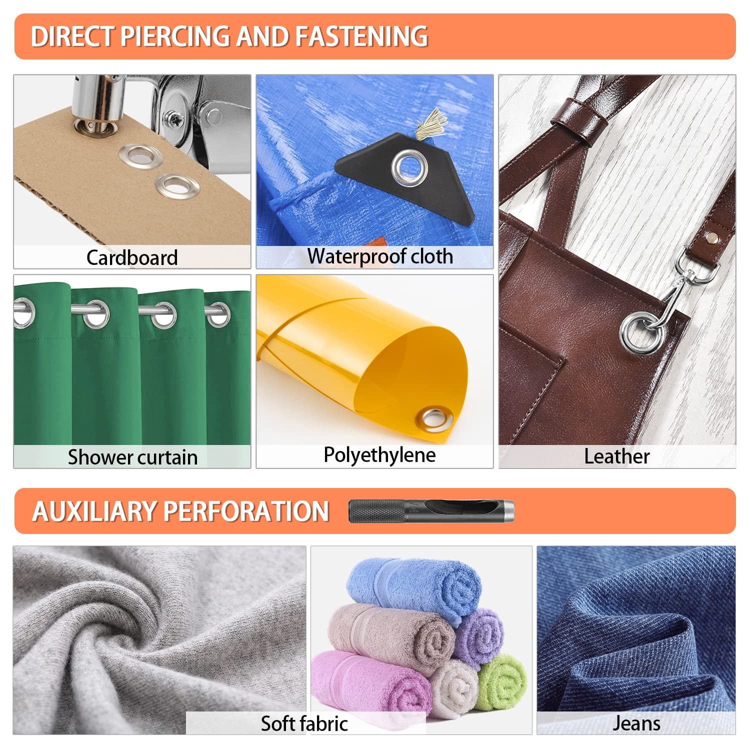 Grommet Tool Kit Eyelet Plier:  Handheld Puncher Set With 500pcs 3/8 Inch (10mm) Grommets Manual Kits Press Machine For Banner