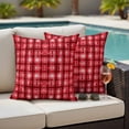thumbnail image 4 of Red Plaid Outdoor Waterproof Pillow Covers, Modern Art Checkered Farmhouse Decorative Square Throw Pillowcase Sofa Cushion Sham for Patio/Couch/Chair, 16"x16" 2 Pack, 4 of 8
