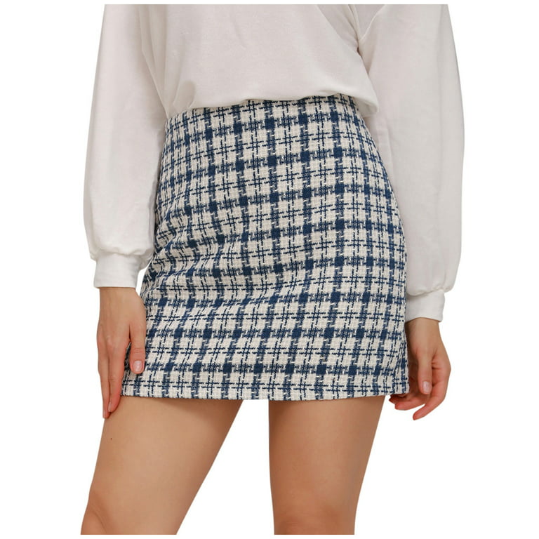 OGLCCG Women's Plaid High Waist Bodycon Mini Skirt Elegant A-line