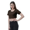 thumbnail image 3 of Moomaya Womens Round Neck Crop Top Short Sleeves Summer T-shirt Loose Fit Tops, 3 of 7
