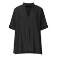 thumbnail image 5 of Mittory Linen Shirts for Women V Neck Short Sleeve Tops Summer Casual Comfy Trendy Business Work Blouses, 5 of 8