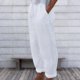 thumbnail image 1 of Pantalones largos y cómodos de lino y algodón estilo informal para mujer plisado elegante para vacaciones FLhrweasw Para estrenar, 1 of 8