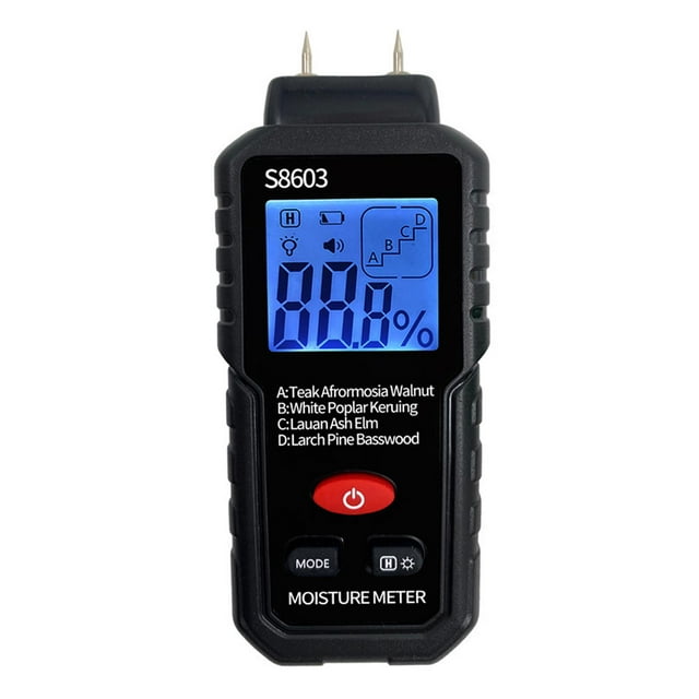 Medidor de humedad de madera Pantalla LCD Probador de humedad de materiales de construcción portátiles de dos pines Medidas de humedad de astillas de DYNWAVEMX Medidor de humedad