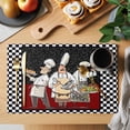 thumbnail image 2 of Placemats 1 Pack, Chef Woven Placemat, Linen Place Mats for Kitchen/Dining Tables, Cartoon Cute Watercolor Cooking Black Plaid Washable Table Mats for Party, 2 of 8