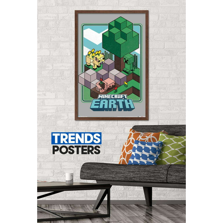 Minecraft Earth - Key Art Wall Poster, 22.375 x 34, Framed