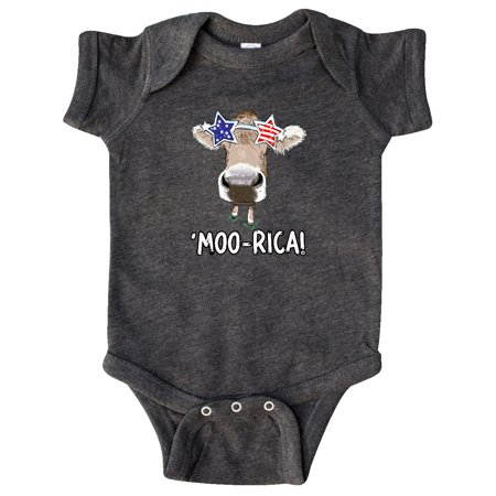 

Inktastic 4th of July Moo-rica! ( Merica) Patriotic Cow in Shades Gift Baby Boy or Baby Girl Bodysuit
