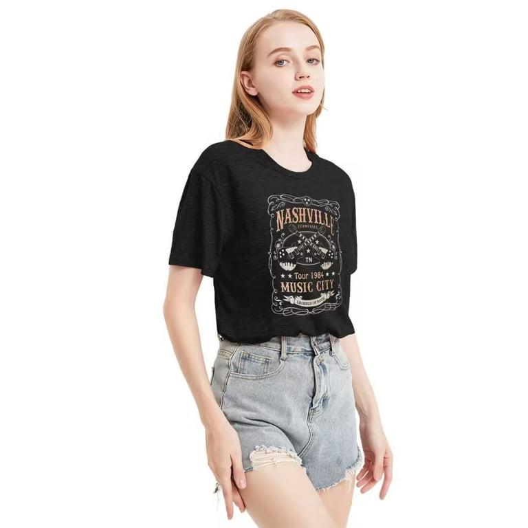Women Vintage Rock Band T-Shirt Fashion Music Cassettes Graphic Retro  Distressed Tees Summer Short Sleeve Casual Tops at  Women’s Clothing  store