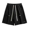 thumbnail image 2 of Antinious Men Solid Drawstring Elastic Waist Trendy Style Beach Shorts, 2 of 3