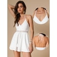 thumbnail image 2 of DARING DIVA Women's V Neck Wide Leg Stylish Beach Short Romper M White, 2 of 6