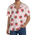 thumbnail image 3 of Vsdgher Strawberry Floral Print Men's Wrinkle Free Untucked Cuban Shirt Business Casual Button Down Shirts Short Sleeve Shirt, 3 of 7