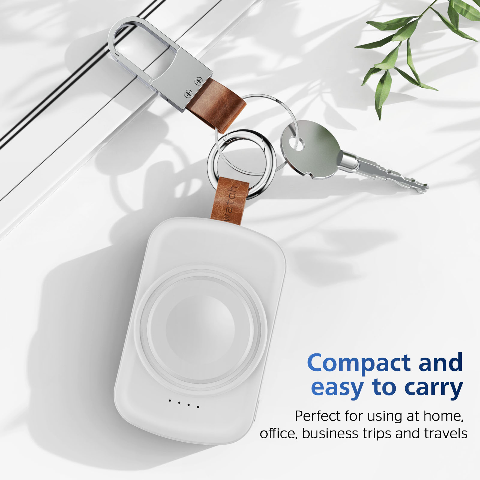 MYXON 1800mAh Portable Wireless Watch Charger for Apple Watch, Keychain Design, Type-C Cable, USB Powered