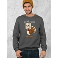 thumbnail image 3 of Thanksgiving Cat Meow Funny Hiding Turkey Crewneck Sweatshirt, 3XL, Charcoal, 3 of 6