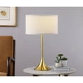 thumbnail image 2 of 24" Bellflower Table Lamp - Gold Tulip Base, Beige Drum Shade (14x14") - Modern/Transitional Bedside & Living Room Lighting, 2 of 5