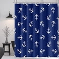 thumbnail image 2 of Vintage Nautical Style Shower Curtains Navy Blue Backdrop White Anchor Pattern Design for Bathroom Decor Waterproof Polyester Fabric 72x72 Inch Shower Curtain with 12 Hooks, 2 of 6