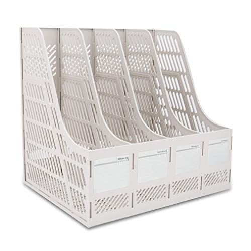 SAYEEC Desktop Magazine Holder Desk File Organizer 4 Compartments Vertical File Dividers Book Holder Frames Document Cabinet Rack Storage Organizer Box for Home Office School Black