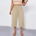 thumbnail image 5 of Maean Womens Plus Size Pants Elastic High Waist Wide Leg Baggy Solid Color Lounge Capri Pant L-5XL, 5 of 7
