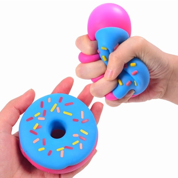 Soft Donut Squishies Stress Ball, Slow Rising Food Fidget Toy for Anxiety Relief, Cute Decompression Toy for Adults Kids Office Desk Gift