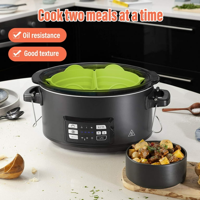 Silicone Slow Cooker Liners Divider Insert for Crock-Pot 8 Quart 3 in 1 8QT  Crock Pot Oval Cooking Liner Reusable BPA-Free Leakproof Dishwasher