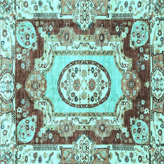 Ahgly Company Indoor Square Abstract Light Blue Modern Area Rugs, 6' Square