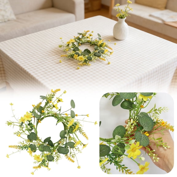 Artificial Daisy Candle Rings Wreaths 4 Inch Center