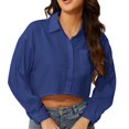 thumbnail image 1 of WEAIXIMIUNG Button Down Shirts for Women formal Autumn Fashion Losse Solid Color Short Top for Women, 1 of 4