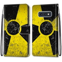 For Samsung Galaxy S10 Case, Mantto Magnetic PU Leather Phone Case With Hand Rope Strap Cute Pattern Painted Flip Credit/ ID Card Wallet Slots Stand, Yellow&Black