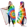 thumbnail image 2 of Wearable Blanket,Rainbow Tie Dye Sunburst Hooded Wearable Flannel Blanket for Adults & Teens,Winter Poncho Shawl Wrap Cape Cozy Anti-Pill,60"x80", 2 of 5
