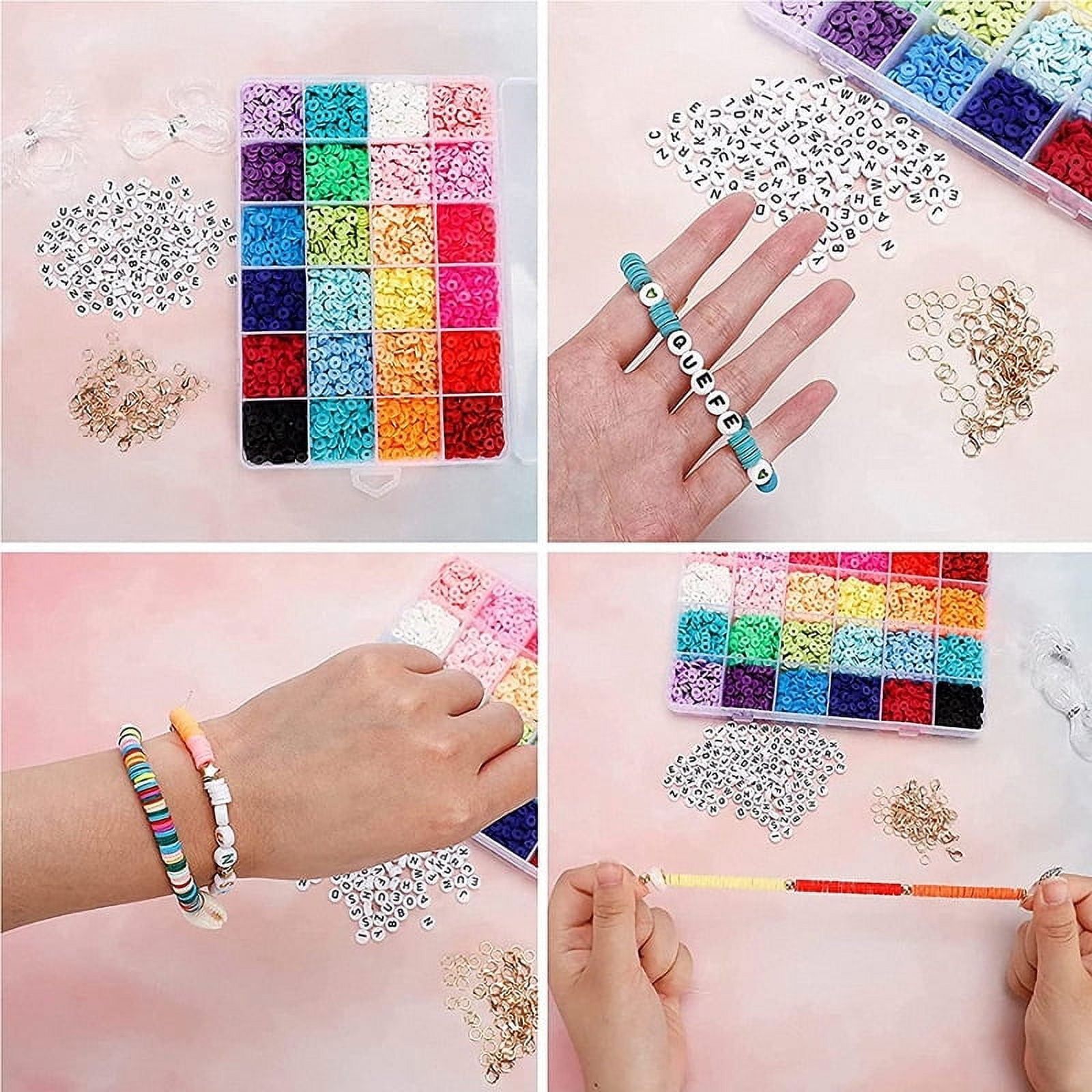 7636 pcs Clay Beads Bracelet Making Kit- Pearl Beads & Letter Beads for  Jewelry Making-Jewellery Making Kit with Colourful Polymer Clay Beads Charm Bracelet  Beads & DIY Jewellery Making Supplies
