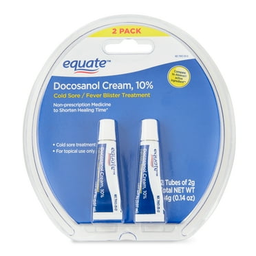 Equate Cold Sore and Fever Blister Treatment Docosanol 10% Cream Tube, 0.14oz (2x0.07 oz), 2 Count, Compare to Active Ingredient in Abreva®