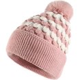 thumbnail image 1 of Gorro de punto elástico de invierno para mujer, color rosa, forro de lana gruesa, gorro de lana cálido, acogedor y suave para esquiar y andar en bicicleta, 1 of 5