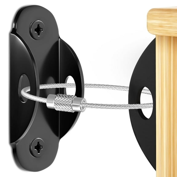 Furniture Anchors for Baby Proofing (5 Pack) Anti Tip Furniture Anchors Securing 400lbs,Wall Anchor Earthquake Straps Prevent Baby Pet from Falling Furniture Dresser & Bookshelf, Black