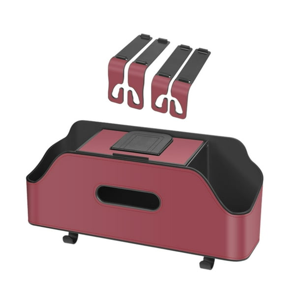 Organizador para asiento trasero de coche, 2 portavasos, práctico organizador para respaldo de asiento, caja de pañuelos Rojo