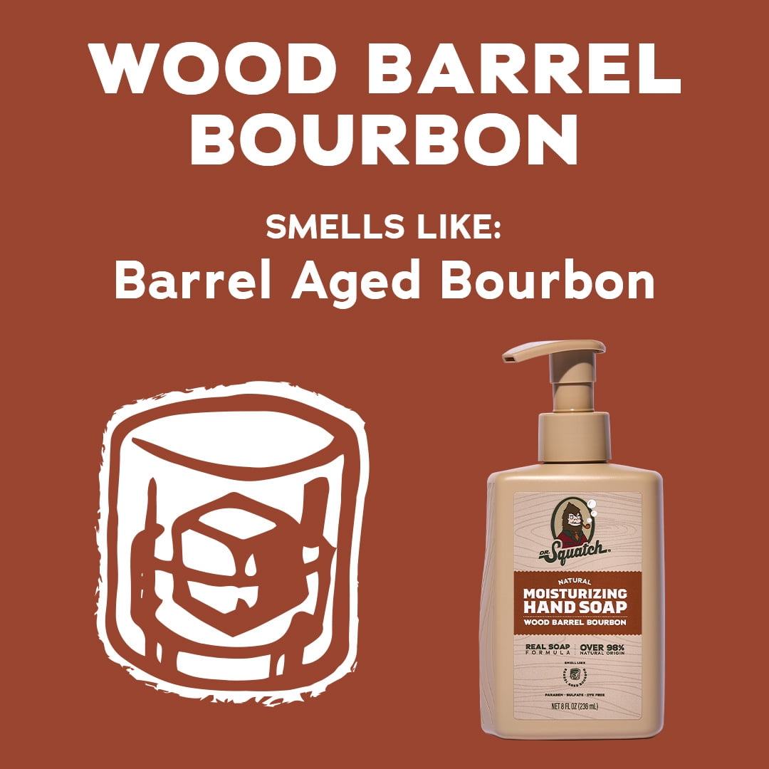 Dr. Squatch Liquid Hand Soap, Natural Moisturizing Hand Wash, Wood Barrel Bourbon, 8 fl oz