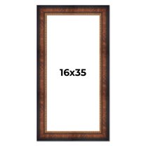 16x35 Frame Brown Walnut Gold Ornate Trim Solid Wood Plein Air Picture Frame | 3 Inch Moulding
