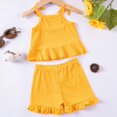 thumbnail image 7 of Godom Girls Outfit Short Cotton Ruffle Sleeve Tops Tees Shorts Clothing Set Two Piece Suit, 7 of 7