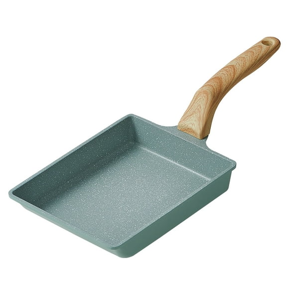 Zootealy Japanese Omelette Pan Maifan Stone Non-stick Egg Roll Pan Frying Pan With Wood Handle for Baby Kids Food Cooking
