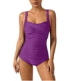 thumbnail image 2 of Beach Wear for Women Vacation New Ladies' Casual and Fashionable Solid Color Bikini Lace up Swimsuit Set Style B-139 Purple 3XL, 2 of 7