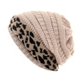thumbnail image 2 of ICHUANYI Knit Beanie Hats for Women Leopard Lined Ski Skull Cap Slouchy Winter Hat, 2 of 4