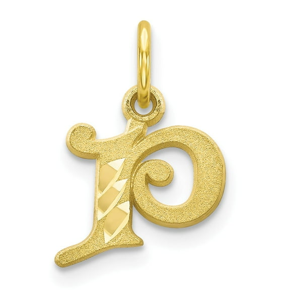 10K Yellow Gold Charm Pendant Themed Initial P