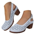 thumbnail image 3 of YLYL Womens Roman Sandals Hollow out Ankle Strap Closed Toe Chunky Heel Retro Dressy Summer Shoes, 3 of 9
